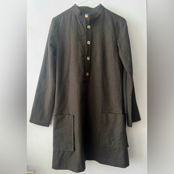 A.P.C. Wool button up shirt dress tunic workwear utility - Picture 1 of 7